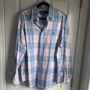 Ralph Lauren Men's Casual Plaid Shirt in Blue and Pink